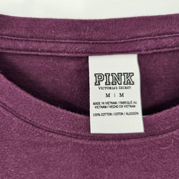 Victoria's secret pink maroon long sleeve shirt medium logo - Picture 3 of 3